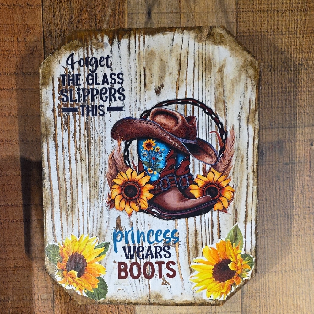 Rustic Cowboy Hat and Boots Wall Decor EUC